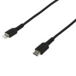 StarTech.com 2m USB C to Lightning Cable - iPhone iPad Fast Charging Durable Black Charge & Sync Cord w/Aramid Fiber Apple MFI Certified